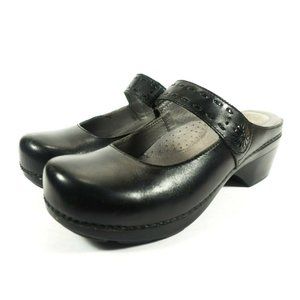 Dansko Mary Jane Black Leather Slip On Mules